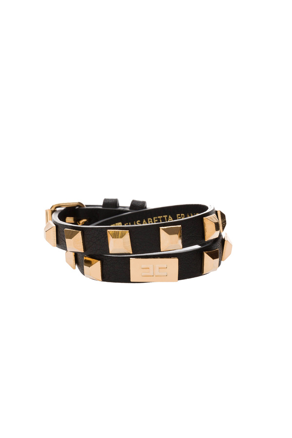 Braided bracelet with gold studs - Elisabetta Franchi® Outlet
