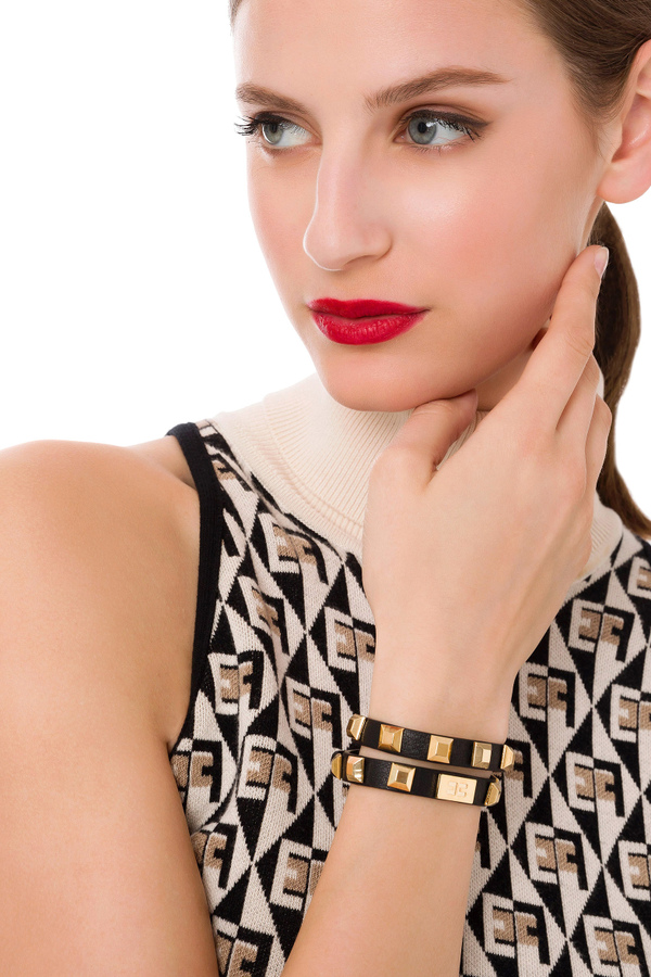 Bracelet tressé avec clous gold - Elisabetta Franchi® Outlet