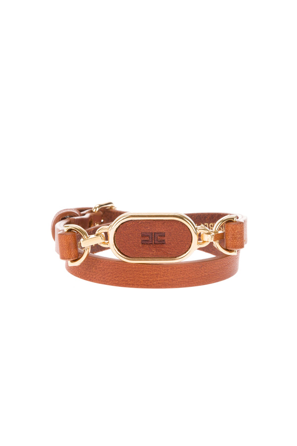 Leather bracelet with plaque - Elisabetta Franchi® Outlet