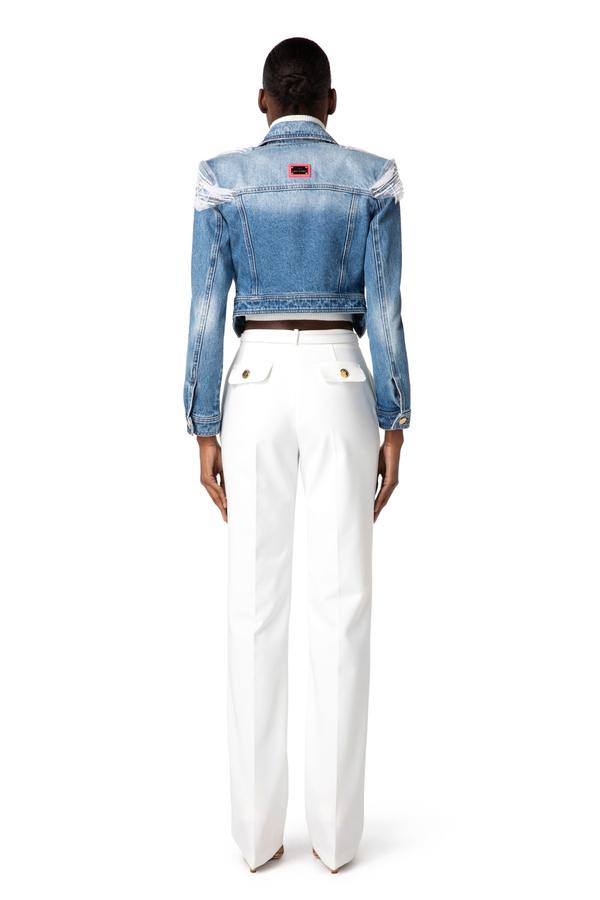 Denim jacket with embroidery - Elisabetta Franchi® Outlet