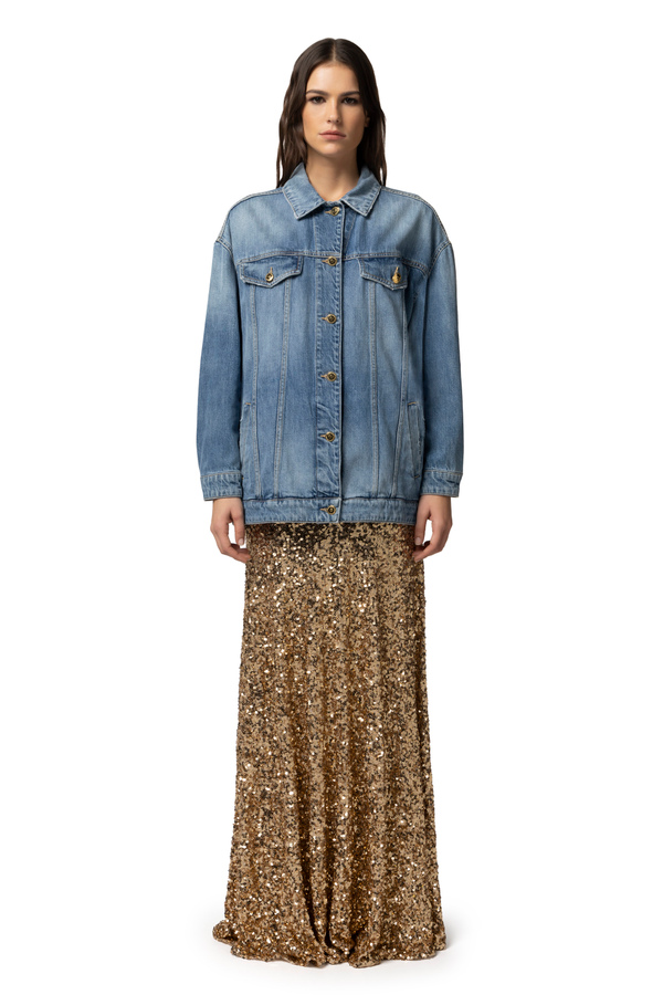 Giubbotto over in denim - Elisabetta Franchi® Outlet