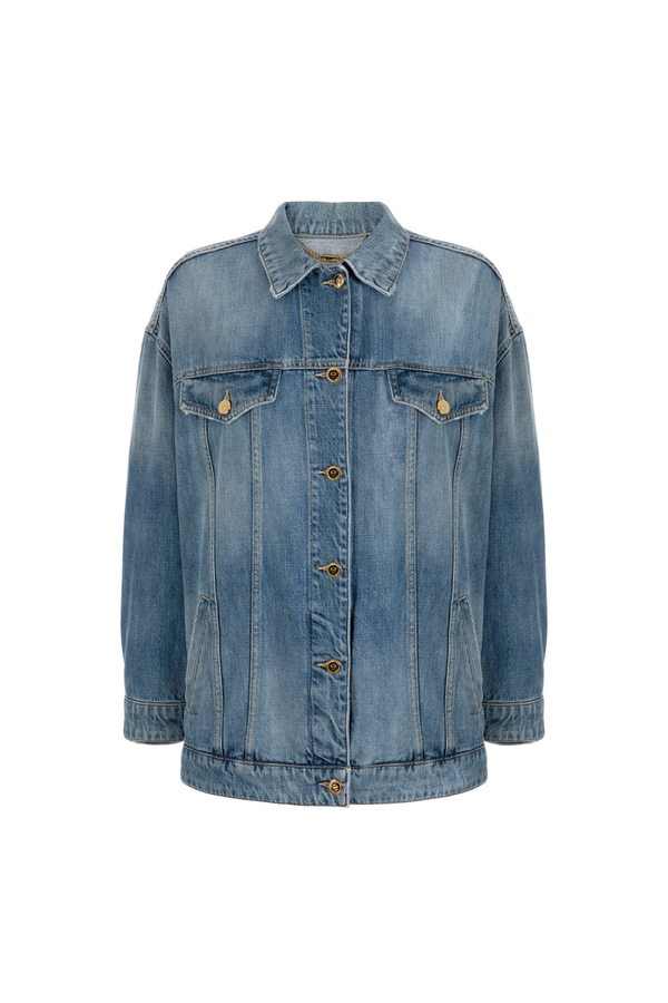 Giubbotto over in denim - Elisabetta Franchi® Outlet