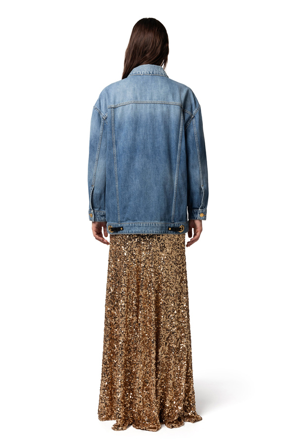 Giubbotto over in denim - Elisabetta Franchi® Outlet