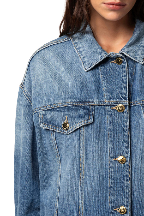 Giubbotto over in denim - Elisabetta Franchi® Outlet