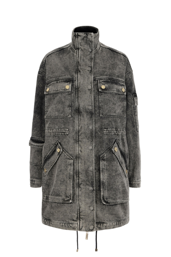 Parka over in denim - Elisabetta Franchi® Outlet