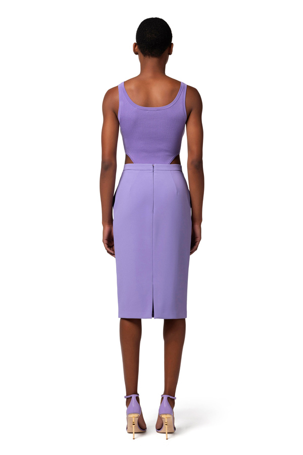 Fine ribbed rayon bodysuit with high leg cut - Elisabetta Franchi® Outlet
