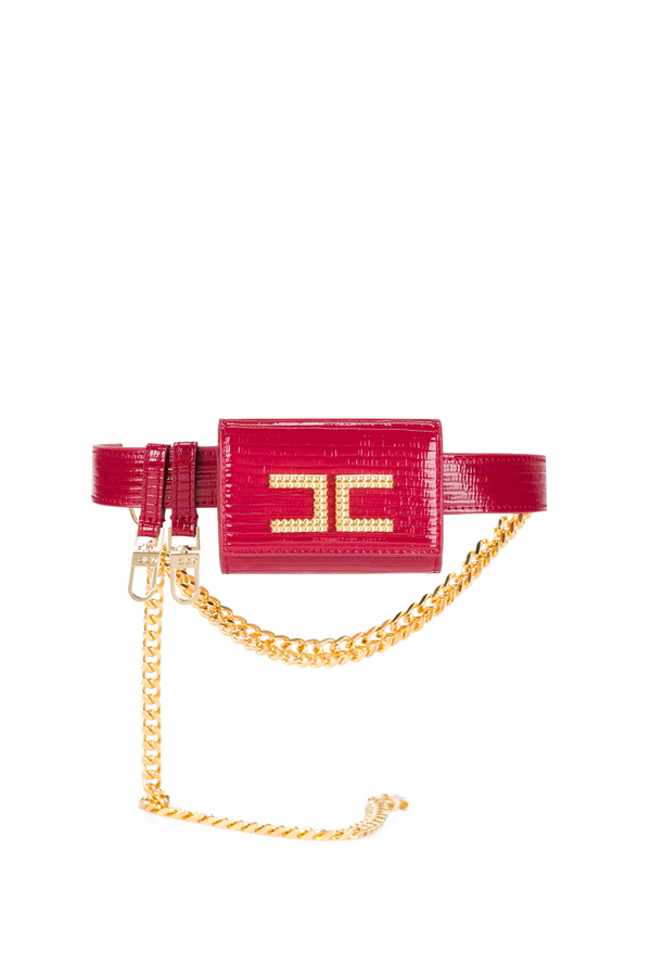 Bolso cinturón efecto lagarto con logotipo con tachas - Elisabetta Franchi® Outlet