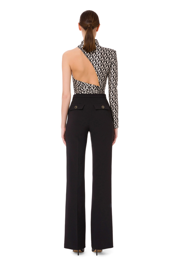 One-shoulder bodysuit with diamond print - Elisabetta Franchi® Outlet