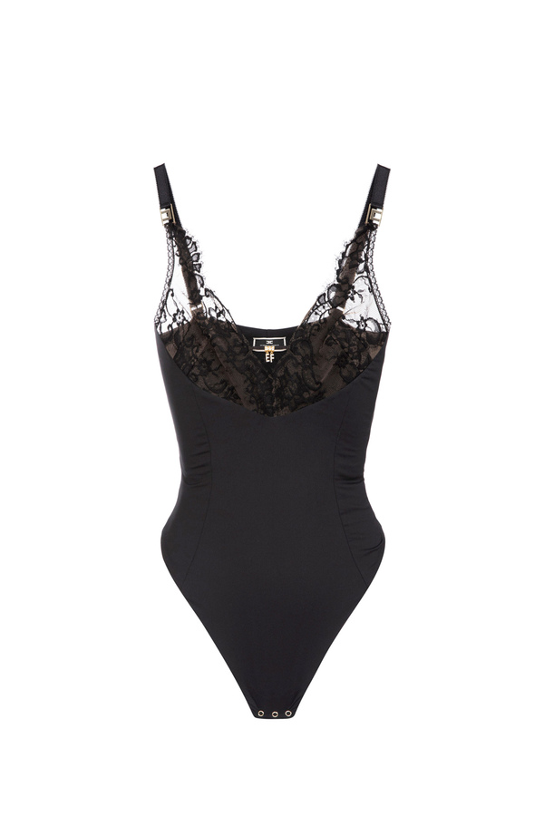 Body in microfibra con pizzo - Elisabetta Franchi® Outlet