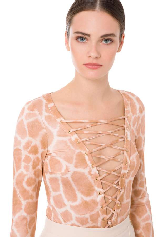 Body à lacets imprimé girafe - Elisabetta Franchi® Outlet