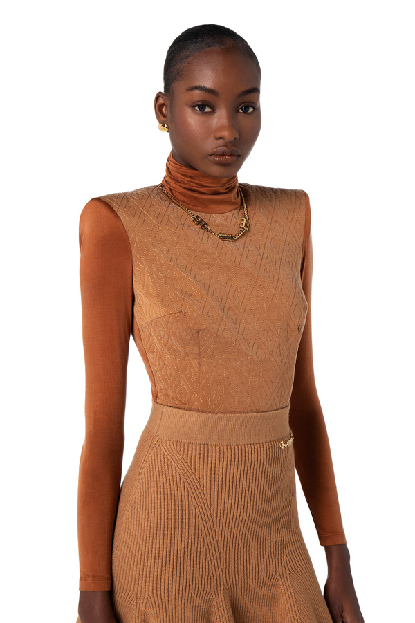 Body in jersey embossed stampa rombo - Elisabetta Franchi® Outlet