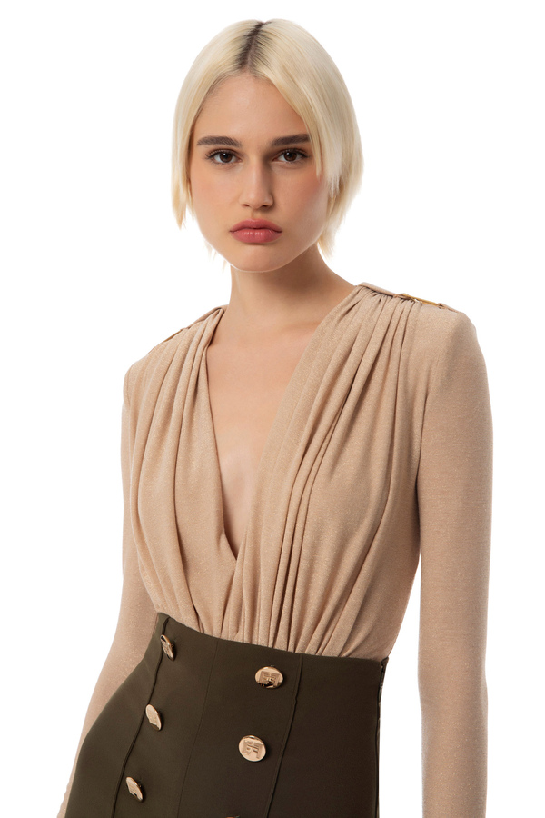 Bodysuit in lurex jersey fabric - Elisabetta Franchi® Outlet