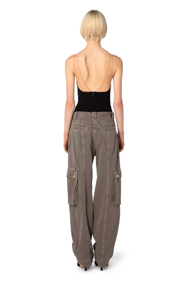 Body in jersey con tulle - Elisabetta Franchi® Outlet