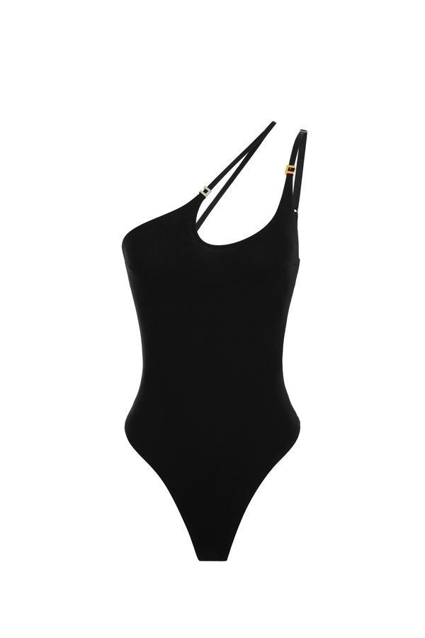 Bodysuit in jersey fabric with asymmetric neckline - Elisabetta Franchi® Outlet