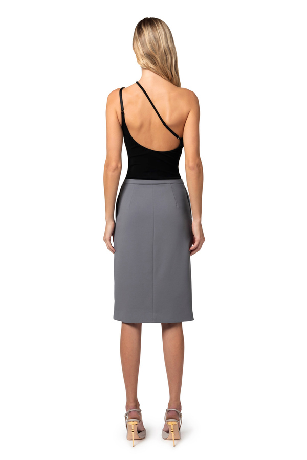 Bodysuit in jersey fabric with asymmetric neckline - Elisabetta Franchi® Outlet