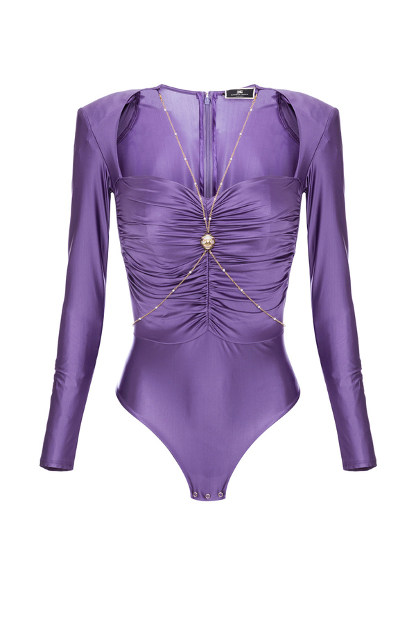 Bodysuit with corset and body chain - Elisabetta Franchi® Outlet