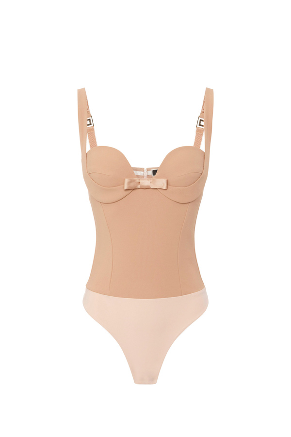 Bodysuit in crêpe fabric with satin bows - Elisabetta Franchi® Outlet