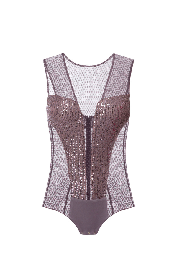 Body in tulle ricamato e paillettes - Elisabetta Franchi® Outlet