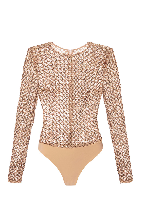 Body mit Pailletten mit Chevron-Motiv - Elisabetta Franchi® Outlet