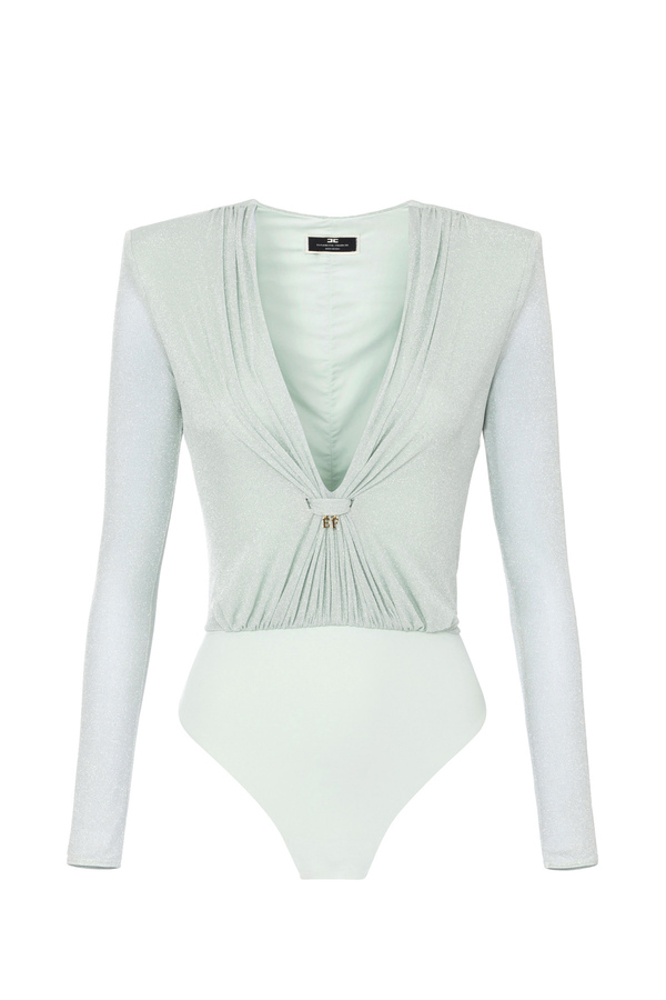 Body de punto lúrex con escote - Elisabetta Franchi® Outlet