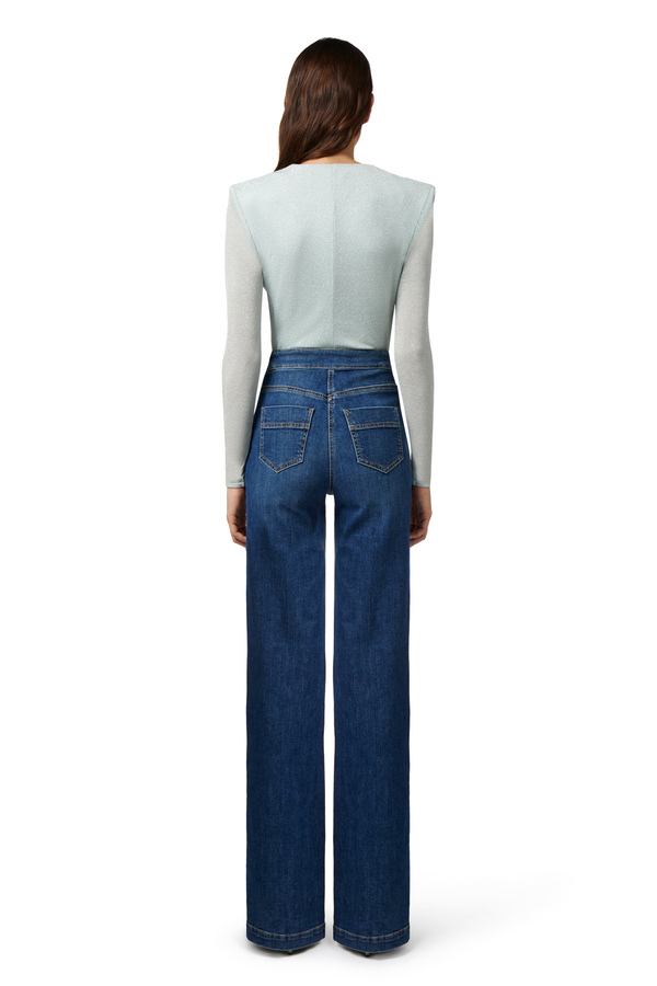Body de punto lúrex con escote - Elisabetta Franchi® Outlet