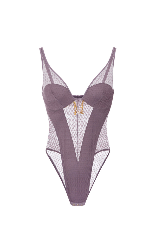 Body in tulle ricamato con spalline - Elisabetta Franchi® Outlet