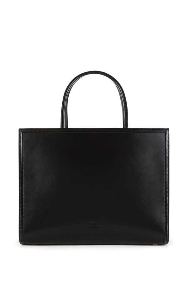 Large hand held shopper bag with logo and embossed profiles - Elisabetta Franchi® Outlet