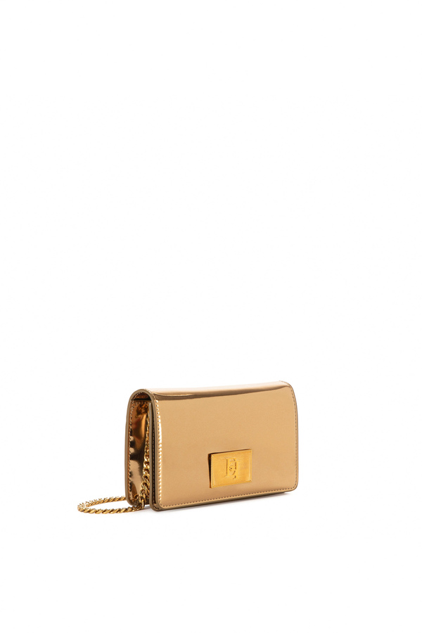 Mirrored shoulder bag with logo plaque - Elisabetta Franchi® Outlet