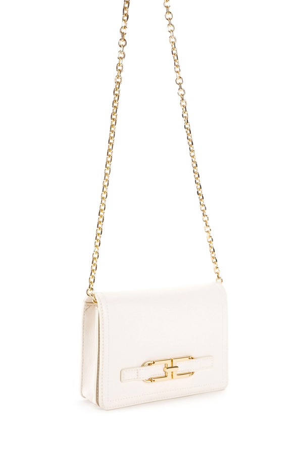 Shoulder bag with gold chain and logo - Elisabetta Franchi® Outlet
