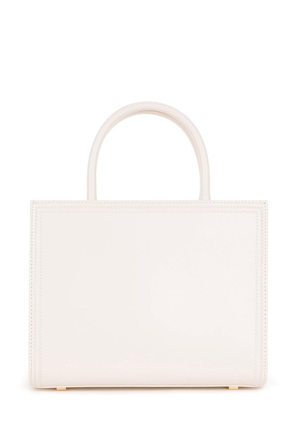 Small hand held shopper bag with logo and embossed profiles - Elisabetta Franchi® Outlet