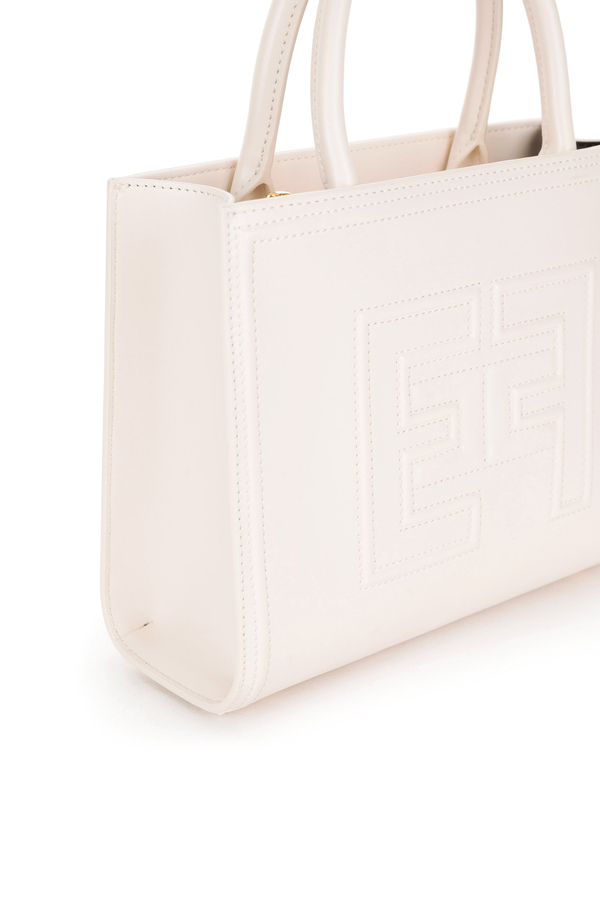 Petit sac shopping à main avec logo et profils en relief - Elisabetta Franchi® Outlet