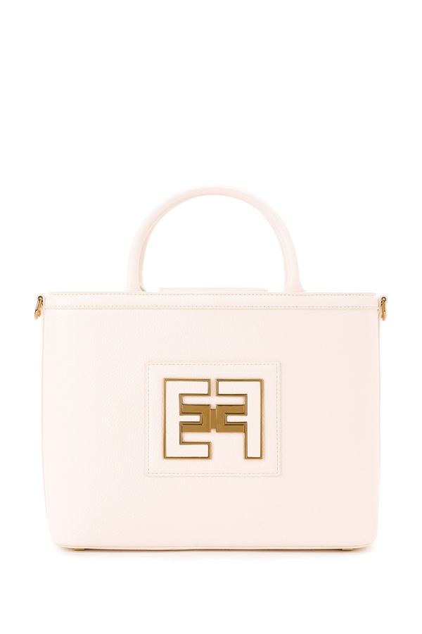 Shopper a mano media con logo light gold - Elisabetta Franchi® Outlet