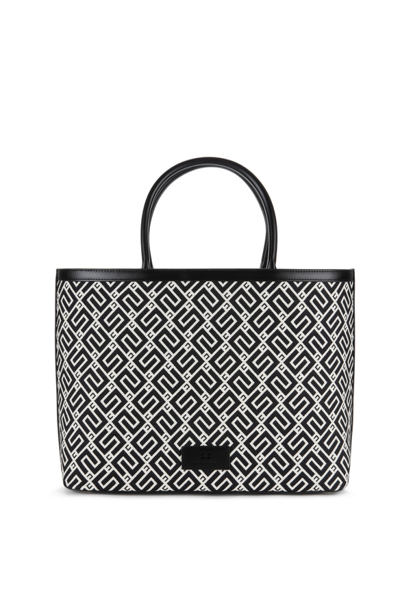 Large shopper bag with logo print - Elisabetta Franchi® Outlet