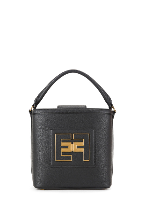 Bucket bag with light gold logo - Elisabetta Franchi® Outlet