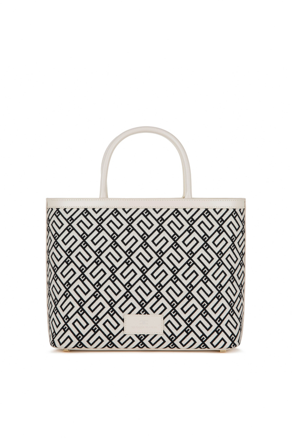 Medium shopper bag with logo print - Elisabetta Franchi® Outlet