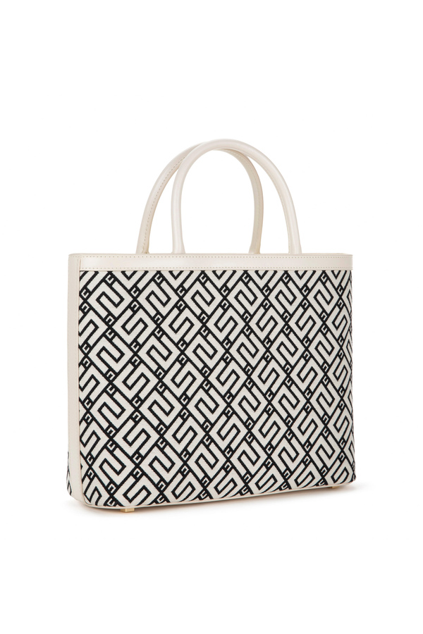 Medium shopper bag with logo print - Elisabetta Franchi® Outlet