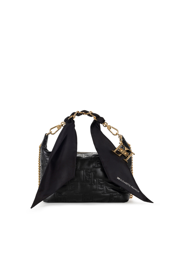 Small hobo bag with foulard scarf chain - Elisabetta Franchi® Outlet