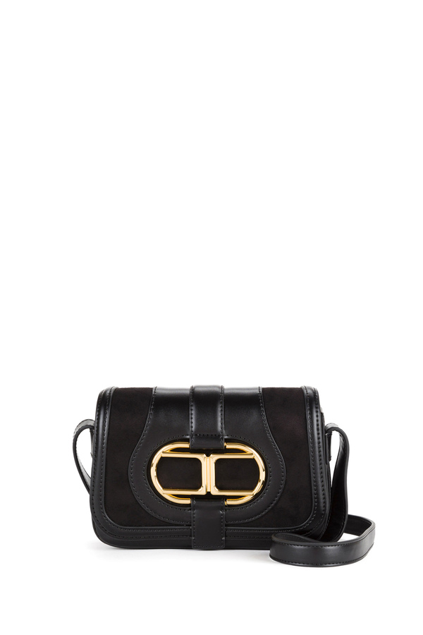 Elisabetta Franchi saddle bag with light gold logo - Elisabetta Franchi® Outlet