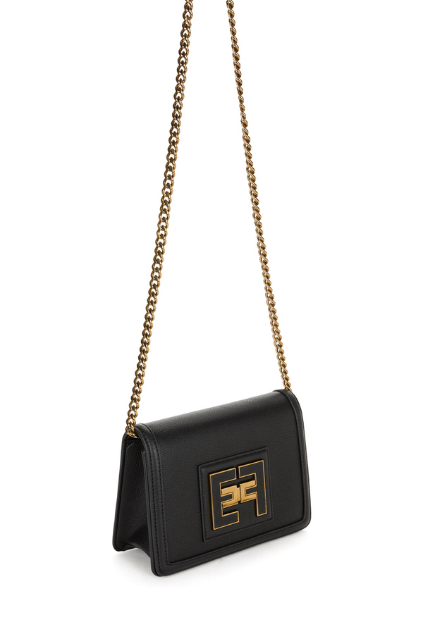 Wallet on chain with light gold logo - Elisabetta Franchi® Outlet