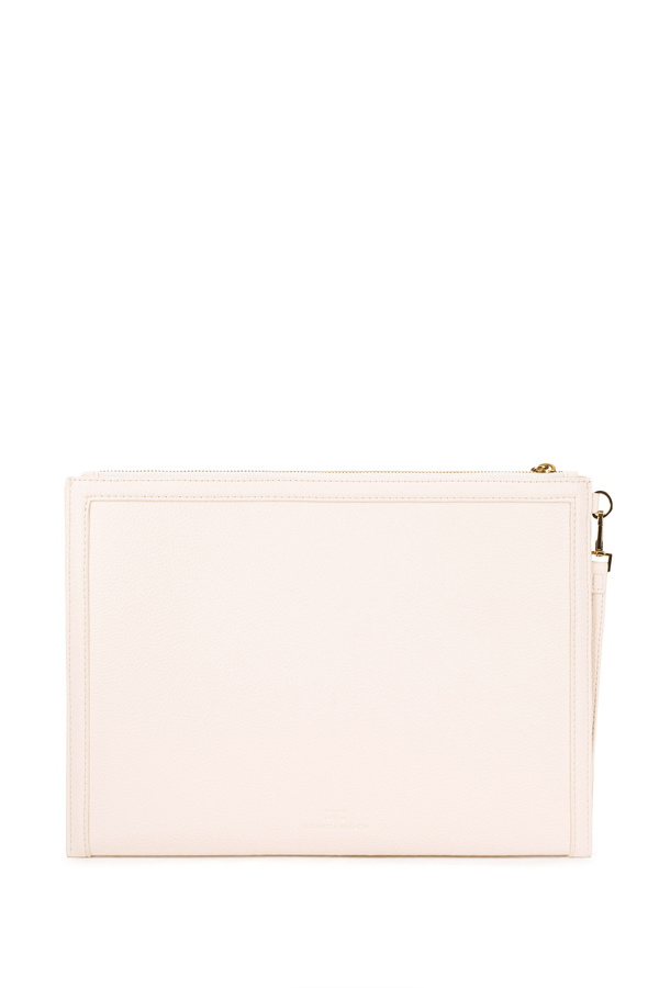 Flat pouch bag with light gold logo - Elisabetta Franchi® Outlet