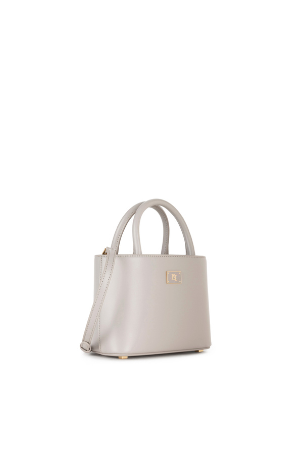 Kleiner Shopper mit emaillierter-Plakette - Elisabetta Franchi® Outlet