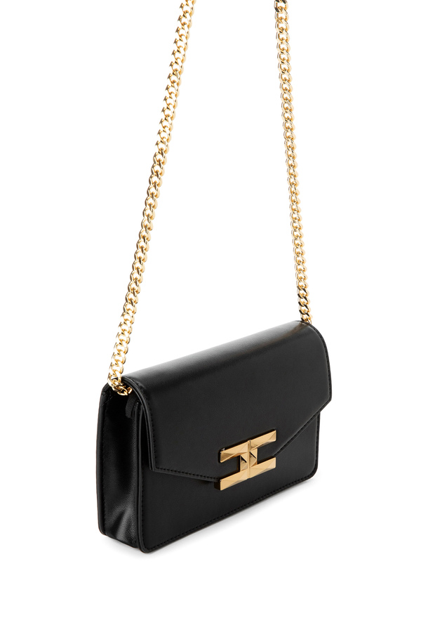 Small wallet on chain purse with light gold logo - Elisabetta Franchi® Outlet