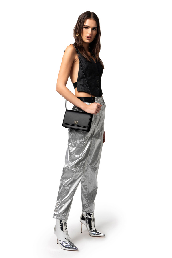 Borsa a tracolla con placca smaltata - Elisabetta Franchi® Outlet
