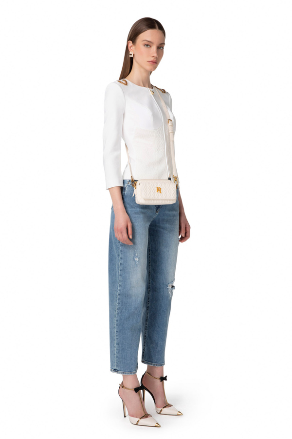 Small shoulder bag with diamond pattern - Elisabetta Franchi® Outlet