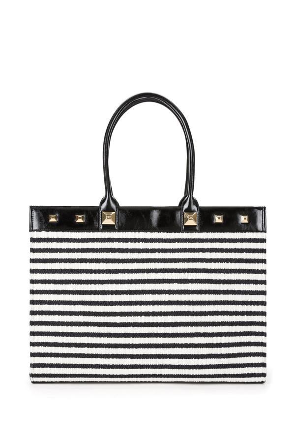 Striped chenille large shopper bag - Elisabetta Franchi® Outlet