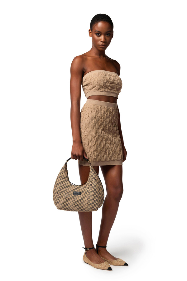 Hobo grande in rafia jacquard - Elisabetta Franchi® Outlet