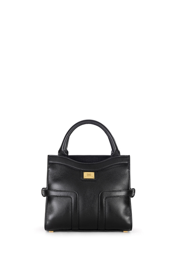 Small tote bag in semi-gloss leather - Elisabetta Franchi® Outlet