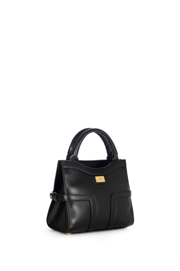 Bolso tote pequeño en piel semibrillante - Elisabetta Franchi® Outlet