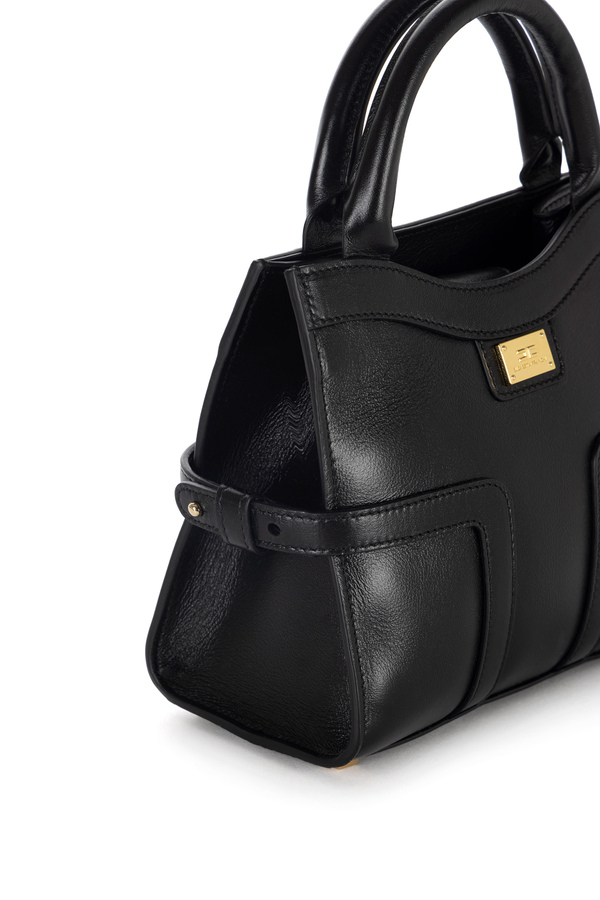 Borsa tote piccola in pelle semilucida - Elisabetta Franchi® Outlet