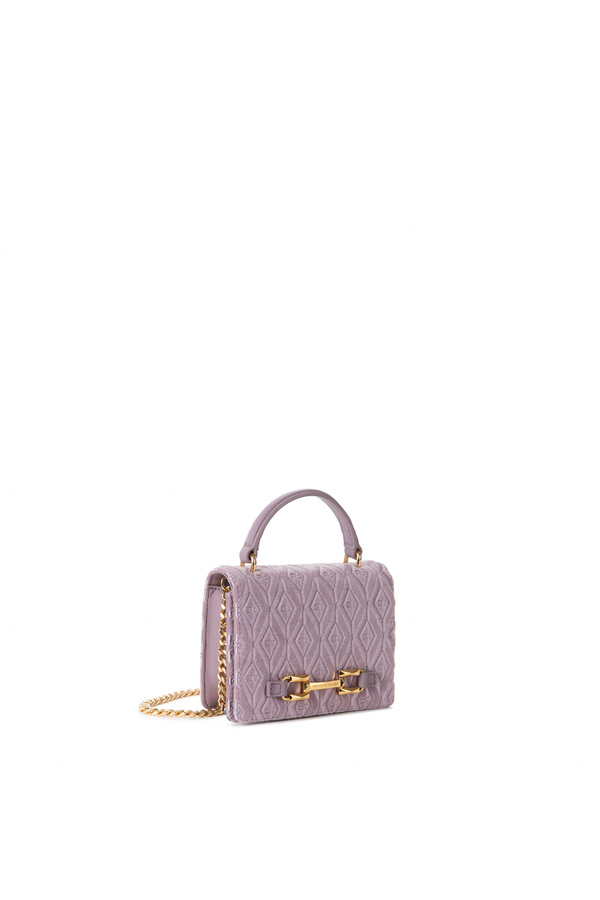 Mini-Tasche mit Rautenstickerei aus Samt - Elisabetta Franchi® Outlet